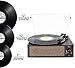 Bluetooth Record Player Belt-Driven 3-Speed Turntable, Vintage Vinyl Record Players Built-in Stereo Speakers, with Headphone Jack/ Aux Input/ RCA Line Out, Brown Woodenthumb 1
