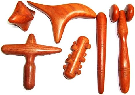 KHUNJOE - Set 6 Pcs. Reflexology Traditional Thai Massage Wooden Stick Tool Hand Head Foot Face Body Massage Tool Massager Healthy Gift