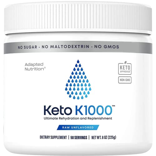 Keto K1000 Electrolyte Powder Hydration Supplement Drink Mix Raw Mineral Flavor, No Stevia