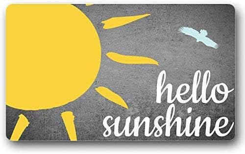 Soloatman Hello Sunshine Entry Sign Funny Floor Mat Door Mat Latex Non-Woven Doormat 45 x 75 CM Mat Decor Indoor/Outdoor