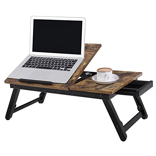 SONGMICS Laptop Desk for Bed or Sofa with Adjustable Tilting Top