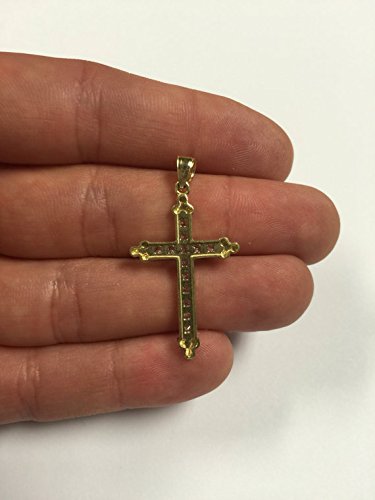 Ice on Fire Jewelry 14k Black Gold Cubic Zirconia Cross Pendant Necklace 20 Mariner Chain