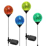 OxyLED Solar Garden Lights Outdoor, 4 Pack Solar Globe Light Stakes, Color-Changing LED Path Light Landscape Lighting, Auto On/Off Dusk to Dawn for Pathway Lawn Patio Halloween Christmas