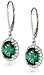 Sterling Silver Created Emerald and Created White Sapphire Lever Back Dangle Earrings
