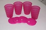 Tupperware Four 11 oz. Impression Tumblers Dripless Seals Pink by Tupperware