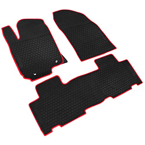 iallauto All Weather Floor Liners Custom Fit Toyota RAV4 2014 2015 2016 2017 2018 Heavy Duty Rubber Car Mats Vehicle Carpet Odorless-Black Red