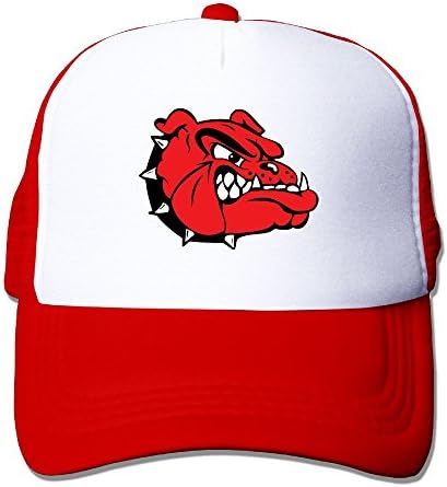 Red Bulldog Mascot Unisex Mesh Lucky Trucker Outdoors Cap Adjustable Hat Red