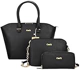 Coofit 3 Pcs Handbag Satchel Purse Top-Handle Shoulder Bag for Women