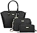 Coofit 3 Pcs Handbag Satchel Purse Top-Handle Shoulder Bag for Women (Black 3)