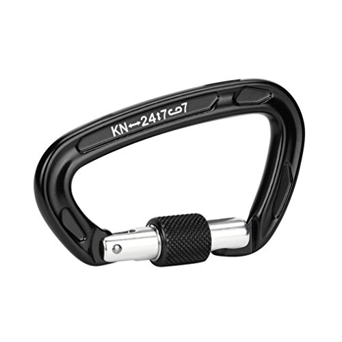 Kintaz D- Shaped Steel Climbing Carabiner(25kn=5600lb),CE Rated Heavy Duty Carabiners For Rock Climbing Rappelling Hiking Hanging Ropes Camping Slack Lines Rigging & Anchoring (Black)