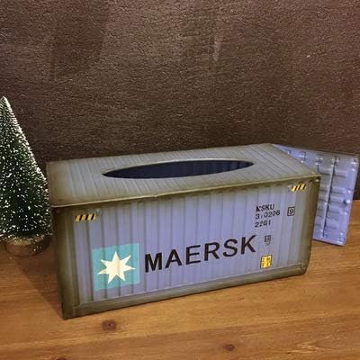 Amazon Thehiddendeer 鉄製金属製ティッシュボックスホルダー ビンテージスタイル ロフトホームデコレーション 容器 Maersk ブリキ製フェイスティッシュボックスホルダー ティッシュオーガナイザー ティッシュケース ホルダー オンライン通販