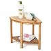 OasisSpace Bamboo Corner Shower Bench, Bath Bench Seat with Storage Shelf, Shaving Stool with Non-Slip Feet, Seat or Organizer Perfect for Indoor or Outdoor