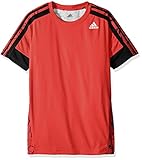 adidas Big Boys' Performance Short Sleeve Tee, Light Scarlet, Small/8