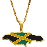 14k Yellow Gold Flag Of Nigeria Ghana Guyana Jamaica Necklace For Women Men - Jamaica Flag Pendant Necklaces Jamaican Necklace Nigeria Ghana Guyana Jamaican Jewelry Gifts For Men Women