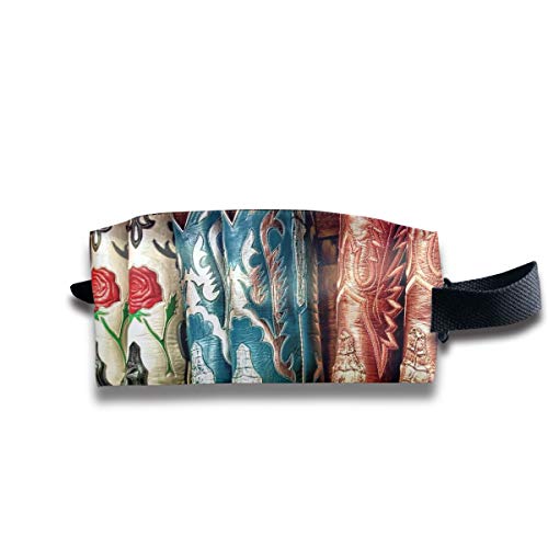 Makeup Cosmetic Bag Colorful Cowboy Boots Illustration Zip Travel Portable Storage Pouch for Mens Womens