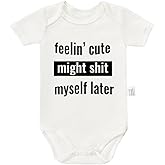 Qixiaccvk Feelin Cute Might Myself Later Bodysuit, Gender Neutral Baby Clothes, Boys Girls Short Sleeve Jumpsuit Outfits