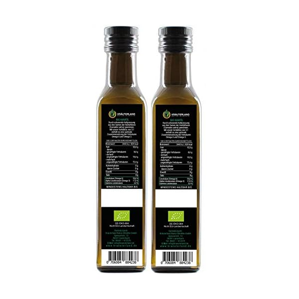 KrÃ¤uterland Bio HanfÃ¶l 2X250ml (500ml), HanfsamenÃ¶l kaltgepresst, naturrein ohne Zusatz von Aroma-, Farb- und Konservierungsstoffen, hoher Anteil an Omega 3-6-9 FettsÃ¤uren, Premium QualitÃ¤t – Bild 3