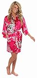 VEAMI Women's Kimono Robe, Peacock Design, Short
