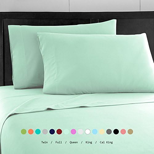 Prime Bedding Bed Sheets - 4 Piece Queen Sheets, Deep Pocket Fitted Sheet, Flat Sheet, Pillow Cases - Queen Sheet Set, Mint