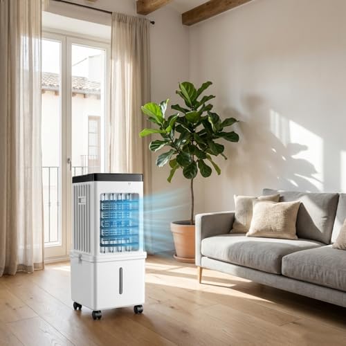 4-in-1 Portable Air Conditioner, Fast Cooling Evaporative Air Cooler, Ultra Quiet with 3 Wind Speeds, 8L Large Water Tank & Remote Control, Air Conditioner Portable for Home Bedroom Office