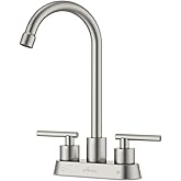 APPASO Bar Sink Faucet 4 Inch Centerset, 2-Hole Bath Faucets with High Arc Spout for Kitchen Sink 2 or 3 Holes, Bar Faucet with Two Handles Stainless Steel for Utility Laundry Kitchen, Brushed Nickel