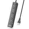 2 Prong Power Strip, Surge Protector 2 Prong with 3AC Outlets and 4 USB Charging Ports, 6.6ft Long 2 Prong to 3 Prong…