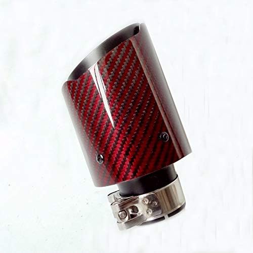 SORMOR Red Twill Glossy Muffler Pipes (Exhaust Tips) with Black Stainless Steel, Inlet 63mm(2.5") Outlet 101mm(4") (Inlet 63mm Outlet 101mm) (Inlet 63mm Outlet 101mm)