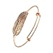 SENFAI Retro Alloy Gold Plated Leaf Bracelet Fashion Charms Feather Bracelets Vintage Simple Bangles for Women (Rose-Gold-Plated-Brass,single-deck 2)
