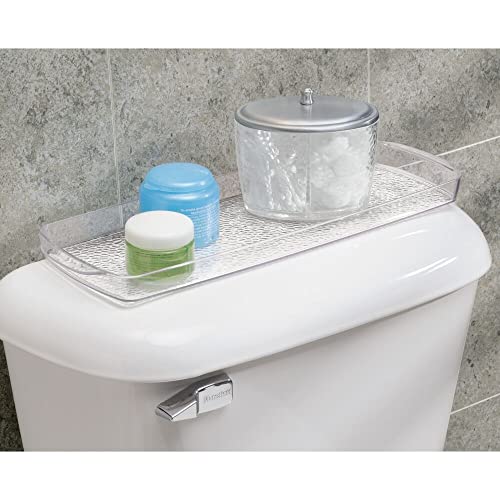 mDesign Long Plastic Bathroom Vanity, Countertop, Toilet Tank Top