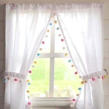 Gooseboose Playhouse Curtains Pastel Pink Pom Poms Summer