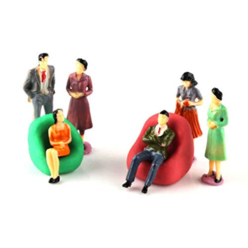 Iceyon 50pcs Scale Model People Painted Passenger Figures Train Architectural Diorama Miniature Scenery Layout (Mixed Poses 1:50)