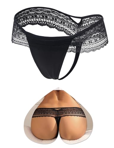 ohyeahlady Women's Lace Plus Size Thongs Low Waist Brazilian Briefs with Lace G-String Seamless Underwear Breathable Culotte Underwear Women Lingerie