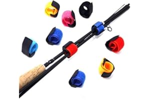 MAXTECH 10pcs Fishing Rods Belt，Spinning Rod Straps Holders Magic Tape Strap Fishing Rod Tie - Color Mixing