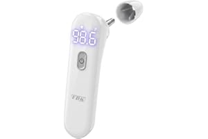 FDK Ear Thermometer for Adults and Kids, FSA Eligible Digital Accurate Ear and Forehead Thermometer Medical Grade with Fever Alarm, 1 Second Fast Reading LED Clear Display Silent Mode
