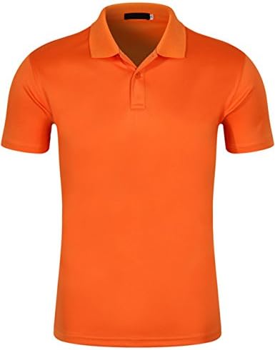 Xi Peng Men's Casual Dress Solid Quick-Dry Mesh Golf Short Sleeve Polo Shirts (X-Large, Orange)