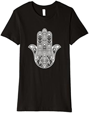 Womens Spiritual T-Shirt: Hamsa Hand &amp; Henna Ancient Amulet Symbol XL Black