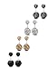 Jstyle 4 Pairs Stainless Steel Cubic Zirconia Stud Earrings for Women Pierced Double Sided Crystal Ball