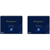 Waterman Paris Fountain Pen Cartridge Serenity Blue 8 Cartridges 2 Pack Large Size Standard Refills for Waterman Pens Smooth Flowing Inks for Luxury Writing