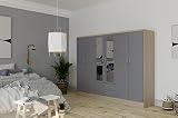 Seconique Nevada 6 Door 2 Drawer Wardrobe Grey Gloss Light Oak 230x52x182.5 view 10