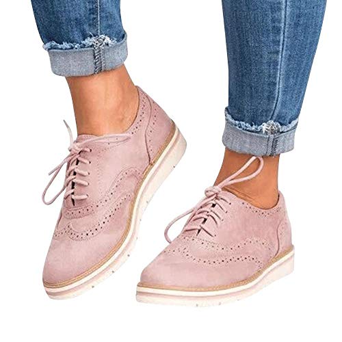 Sports Shoes Women,Hot! Oliviavan Women's Round Toe Solid Color Ankle Flat Suede Casual Lace Up Shoes - Thumbnail 4