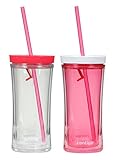 Contigo 16oz Shake n' Go Tumblers Watermelon & Clear, 2pack Includes Extra Straws