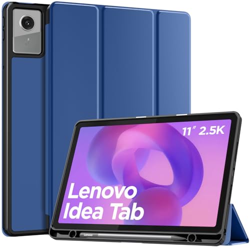 MoKo Lenovo Idea Tab 11 (2025) Case with Pen Holder, Ultra-Slim Case with Trifold Stand PU Leather and Auto Wake / Sleep / Wake Up / Sleep - Navy Blue
