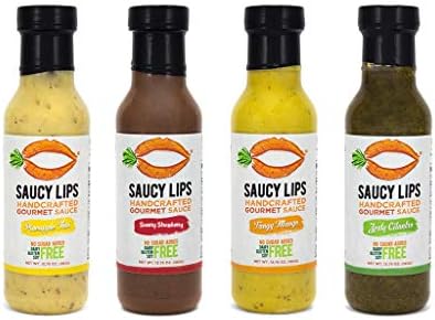 Saucy Lips, Non-Spicy Pack, keto/paleo/vegan salad dressing, marinade, cooking sauce, sugar free dressing, low carb sauce, low sodium, soy/dairy/nut/gluten free, 12 oz (4 pack)