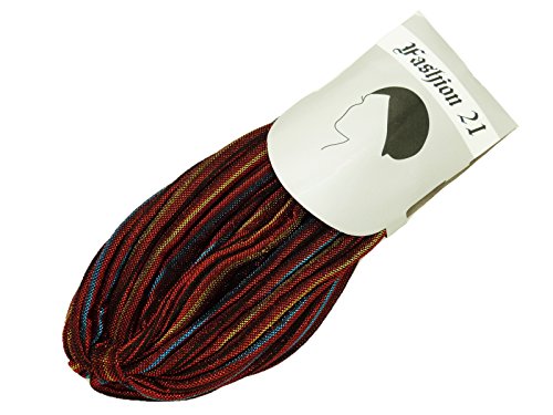 [Fashion 21] Women's Perfect Fit Pleated Glittered Turban Hat Head Wear (Red Multi) - Thumbnail 2
