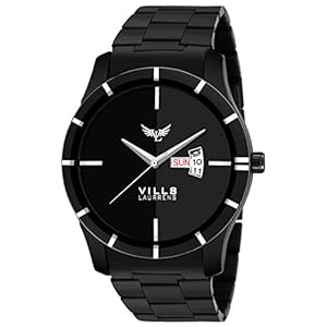 VILLS LAURRENS Analogue Men’s Watch (Black Dial Black Colored Strap)