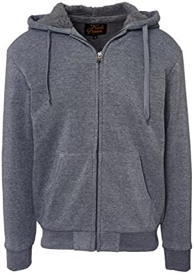 Fresh Groove Men's Zip Up Soft Inner Body Sherpa-Lined Fleece Hoodie Sweatshirt (Charcoal, 3XL)