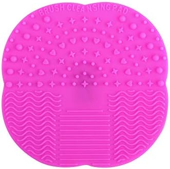 Geryy 1Pc Washing Pads Silicone Makeup Brush Cleaner Mat Brush Cleansing Pad Cleaning Mat Scrub Pad For Home Travel (Rose red)