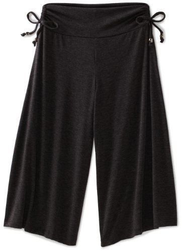 Amy Byer Big Girls' Knit Gaucho Pant with Side Drawstrings, Grey, Medium