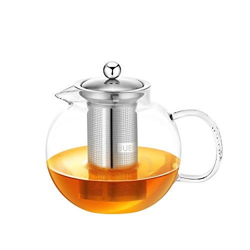 JUEQI Glass Teapot with Removable Infuser, Stovetop Safe Kettle