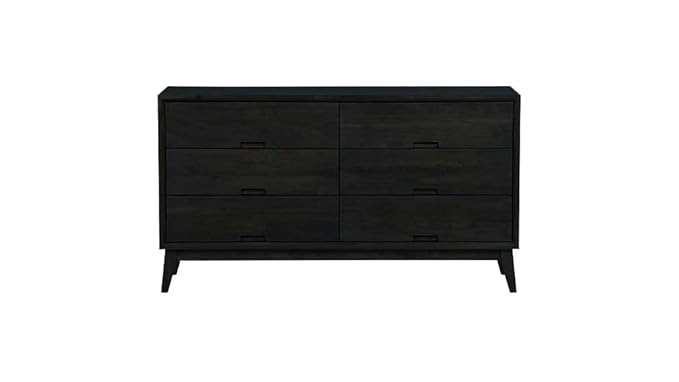 Aprodz Mango Wood Storage Cabinet Cruz Chest of 6 Drawers Furniture for Living Room | Black
